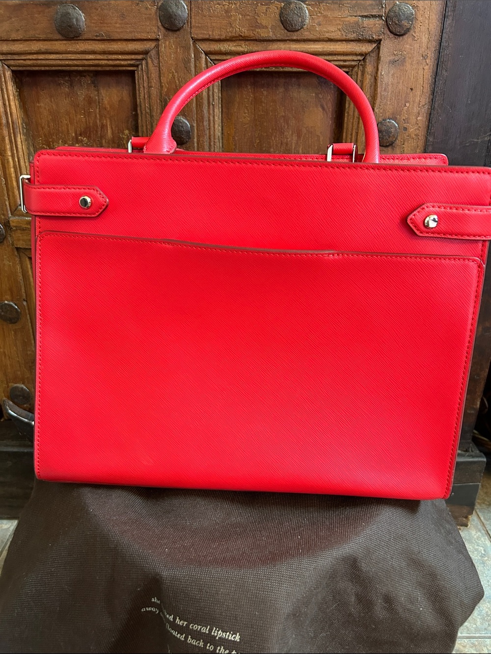 Kate Spade Staci Red Saffiano leather Satchel Crossbody - Picture 6 of 10